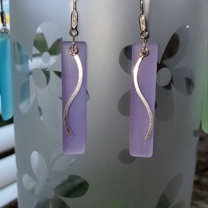 Purple Frosted Sea Glass Earrings